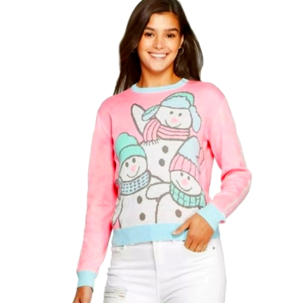 Girls winter snowman sweater chillin with my snowmies